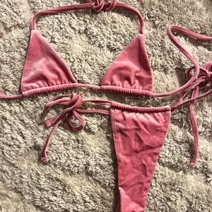 Fashion nova pink velvet bikini - never worn